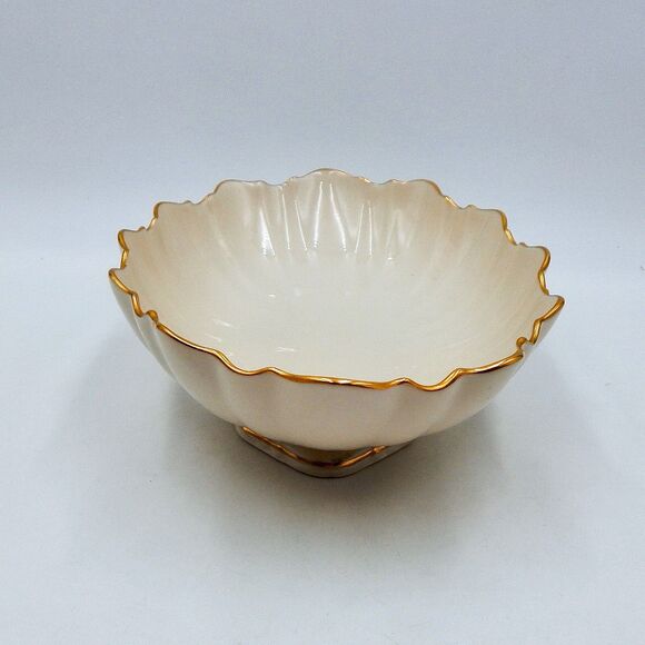 Lenox Symphony Centerpiece Bowl Scalloped Oval Serving 24K Gold Trim USA - Picture 3 of 14